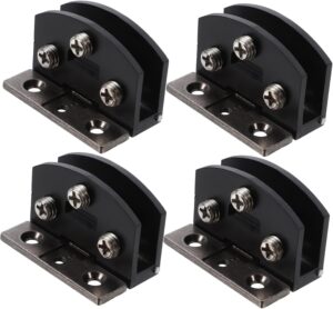 4Pcs Stainless Steel Glass Door Hinge Heavy Duty Shower Door Hardware for Frameless Installation Smooth Operation Modern Brushed Finish Secure Glass Clamp