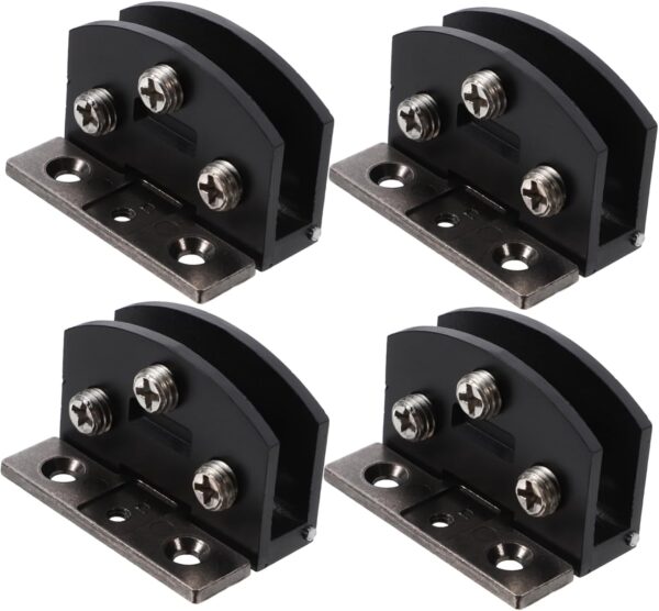 4Pcs Stainless Steel Glass Door Hinge Heavy Duty Shower Door Hardware for Frameless Installation Smooth Operation Modern Brushed Finish Secure Glass Clamp