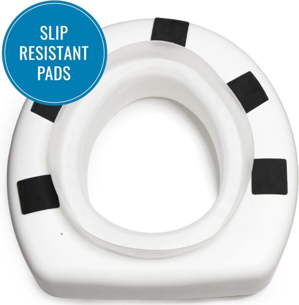 HealthSmart Enhanced Comfort 5" Raised (Round) Toilet Seat Riser 5 Slip Resistant Pads FSA/HSA Eligible Toilet Seat Risers for Seniors Padded Toilet Seat Elevation 15.7 x 15.2 x 6.1