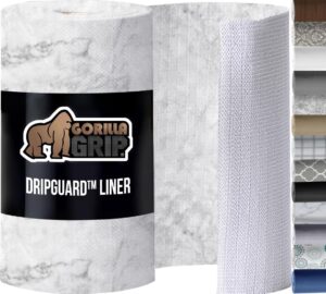 GORILLA GRIP DripGuard Drawer and Shelf Liner for Cabinet, 24x240 Inch, Slip Resistant Non Adhesive Protection for Kitchen, BPA Free Smooth Surface Plastic Liners for Cabinets, Bathroom Drawers Marble