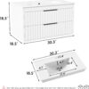 30" Bathroom Vanity with Sink, Floating Vanity Bathroom Sink Cabinet Wall Mount, Soft-Close Function 2 Large Drawers, Grooved Stripe Design, Hidden Damping Drawers, White