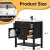 30 Inch Bathroom Vanity with Sink, Black Bathroom Vanity with Adjustable Feets, Modern Bathroom Sink Cabinet with Soft-Closing Glass Door & Drawers, Solid Wood Frame, Integral Sink