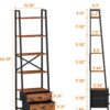 Furologee 5-Tier Ladder Shelf with 2 Drawers,Narrow Bookshelf Storage Shelves,Industrial Bookcase Freestanding Rack Units for Bedroom,Living Room,Bathroom,Home Office,Balcony,Wood Metal,Rustic Brown