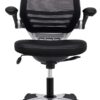 Modway Edge Mesh Back and White Vinyl Seat Office Chair With Flip-Up Arms - Computer Desks in Black