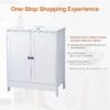 VINGLI Bathroom Vanity with Ceramic Sink, 30 Inch White Bathroom Sink Cabinet Combo, Restroom Basin Cabinet with 2 Doors,Modern Lavatory Laundry Room Freestanding Organizer w/4-Tier-Hidden Storage