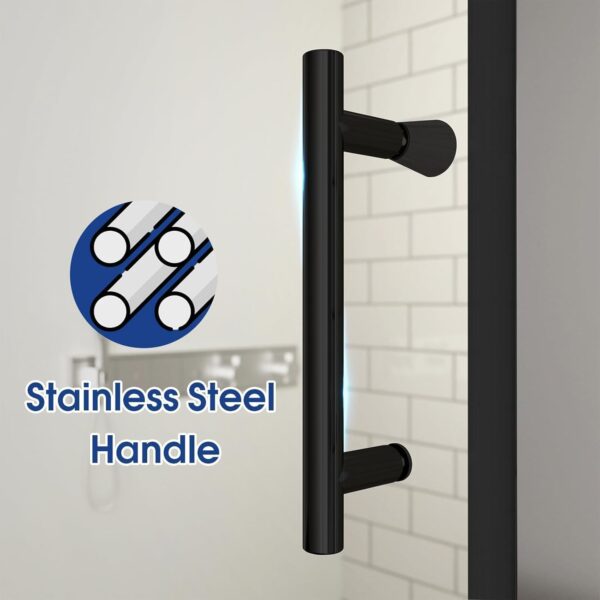 24-25.4" W x 72" H Frameless Pivot Shower Door, 1/4" (6mm) Clear SGCC Tempered Glass Shower Door, Pivot Swing Shower Glass Door in Matte Black Finish, Reversible Installation