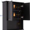 Black Bathroom Cabinet 23x29 inch Wooden Medicine Cabinet with 2 Doors and Adjustable Shelf, Wall Mounted Over Toilet Storage