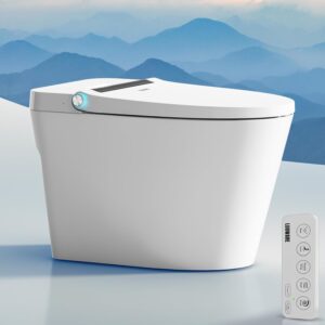 Smart Bidet Toilet, One Piece Elongated Toilet with Built-in Bidet Seat, Auto Flush, Foot Sensor, Pump-Assisted Flush, Heated Seat, Warm Water & Dryer, LED Display, Night Light, Remote Control