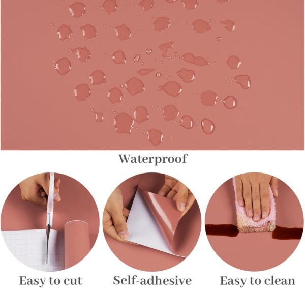 VaryPaper 15.7''x315'' Coral Pink Contact Paper Peel and Stick Modern Pink Wallpaper for Bedroom Bathroom Waterproof Removable Self Adhesive Wall Paper Decorative Contact Paper for Cabinets Desk