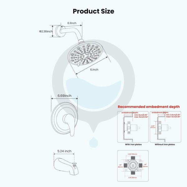 gotonovo Tub Shower Faucet Set Shower Head and Handle Set 6 Modes 6 inch Shower Head Kit with Tub Spout High Pressure Shower System Combo Shower Trim Kit with Valve Round Shower Head Oil Rubbed Bronze