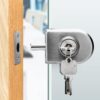 Fits on 1/2" Glass 0.39" -0.47"Glass Door Lock Stainless Steel Glass Door Lock Floor Latch Lock Bolt Ground Lock for Bathroom Toilet Shop Glass Doors (102-D)