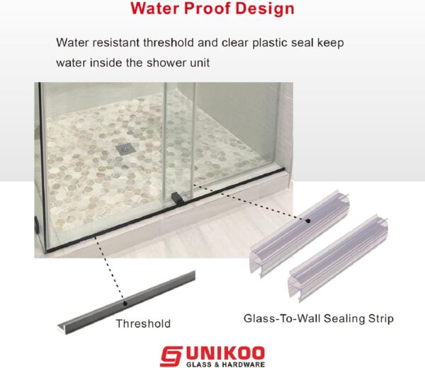 56"- 60" W×76" H Frameless Stainless Steel Bypass Shower Door and Two Towel Bars in Satin Brass and 3/8" (10mm) Certified Tempered Clear Glass. The Royal Series UKD01-6076-TT-SB