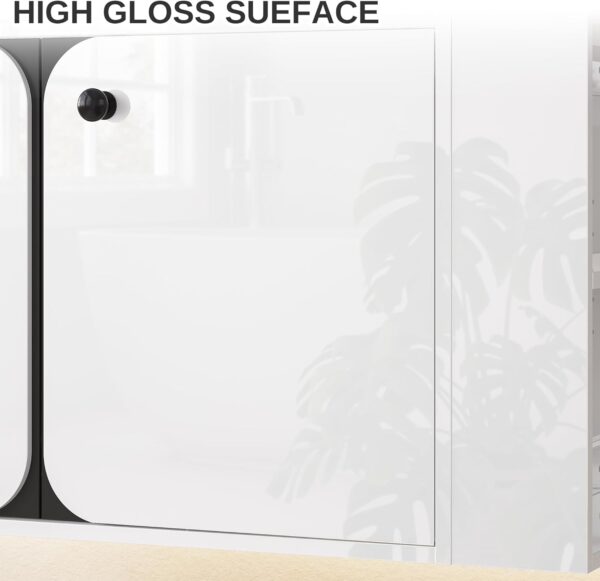 IRONCK 30" Bathroom Vanity with Sink, Floating Bathroom Sink Cabinet with LED Light & Extra Shelves, High Gloss Modern Clearance Bathroom Vanities, White