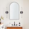 Oil Rubbed Bronze Arched Recessed Bathroom Medicine Cabinet with Mirror Stainless Steel Metal Framed Rectangular Bathroom Cabinet with Mirror 16x28.3''