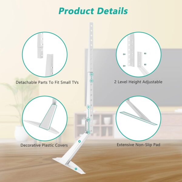 61VDNae59NL._AC_SL1500_.jpg WALI Universal TV Stand, TV Stand for Living Room Mounting for 22 to 65 inch Television up to 110lbs, Small TV Legs with Mounting Holes up to 800x500mm(TVS001-W), White