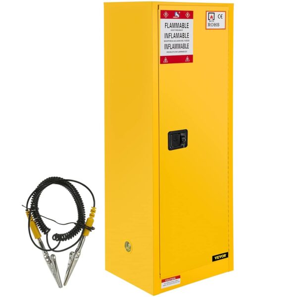 Vevor Flammable Cabinet 18" x 18" x 35", Galvanized Steel Safety Cabinet, Adjustable Shelf Flammable Storage Cabinet, for Commercial Industrial and Home Use, Yellow: Industrial & Scientific