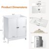 VINGLI Bathroom Vanity with Ceramic Sink, 30 Inch White Bathroom Sink Cabinet Combo, Restroom Basin Cabinet with 2 Doors,Modern Lavatory Laundry Room Freestanding Organizer w/4-Tier-Hidden Storage