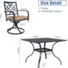 Oakcloud 5-Piece Metal Outdoor Patio Furniture Outdoor Dining Set, 4 Metal Swivel Chairs and Square Dining Table with Umbrella Hole