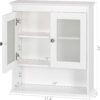 Spirich Bathroom Cabinet Wall Mounted, Medicine Cabinet Organizer with Glass Doors and Adjustable Shelves, Bathroom Wall Cabinet Over Toilet, White