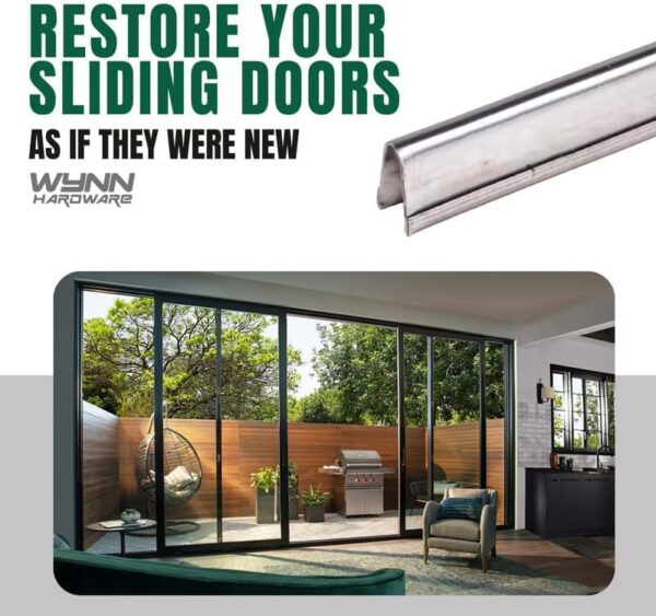 Sliding Door Repair Track Cover Repair Worn Damaged Sliding Glass Door Repair Horizontal Sliding Window Tracks Stainless Steel | Track Replacement for Patio Glass Door Repair (8 Feet)