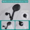 Tub Shower Faucet Combo, Matte Black Shower System 10 Patterns Handheld Shower Head with Tub Spout, Shower Trim Kit with Shower Head & Brass Valve