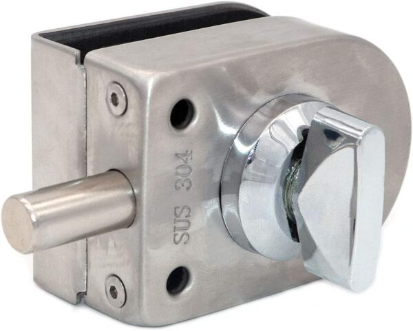 Set of 2 NUZAMAS 304 Stainless Steel Glass Door Locks, Floor Latch Lock, Bolt Ground Lock for Bathroom Toilet Shop Frameless Glass Doors - Half Round
