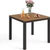 HDPS Patio Table and Chairs Set, 5 Piece Square Table Patio Furniture Set, HDPS All-Weather Material Outdoor Dining Table and Chair,Outdoor Furniture Set with Umbrella Hole, Brown-Oil Printed