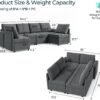 LINSY HOME Modular Sofa, Sectional Couch U Shaped Sofa with Storage, Memory Foam, 6 Seat Sectionals Chaise for Living Room, Dark Grey