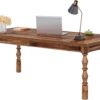 Tribesigns Large Executive Office Desk, 62.2-Inch Farmhouse Modern Computer Desk, Mid Century Study Writing Table Workstations Business Office Furniture with Carved Turned Legs (Walnut)