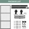 JUBEST Glass Barn Door 30in x 84in, Reeded Glass Carbon Steel Pre-Drilled Frame Sliding Barn Door Panel with 5FT Hardware Kit and Soft Close