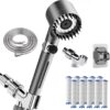 61YWoLTzoL._AC_SL1102_.jpg Filtered Shower Head with Handheld & High Pressure - Ion Drops Shower Head with 75" Stainless Hose for Hard Water | 3 Spray Modes Shower with 10 Replaceable Filters