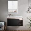 Wall Mounted Double Door Bathroom Cabinet,Modern Style Wall Hanging Bathroom Cabinet with Open Shelf and Towel Bar,19.3" L x 5.7" W x 25.6" H,White