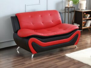Leather Couches for Living Room, Living Room Couch Set, Sofa for Bedroom, Apartment, Living Room Furniture Sets (a-Leather Black&Red, Loveseat)