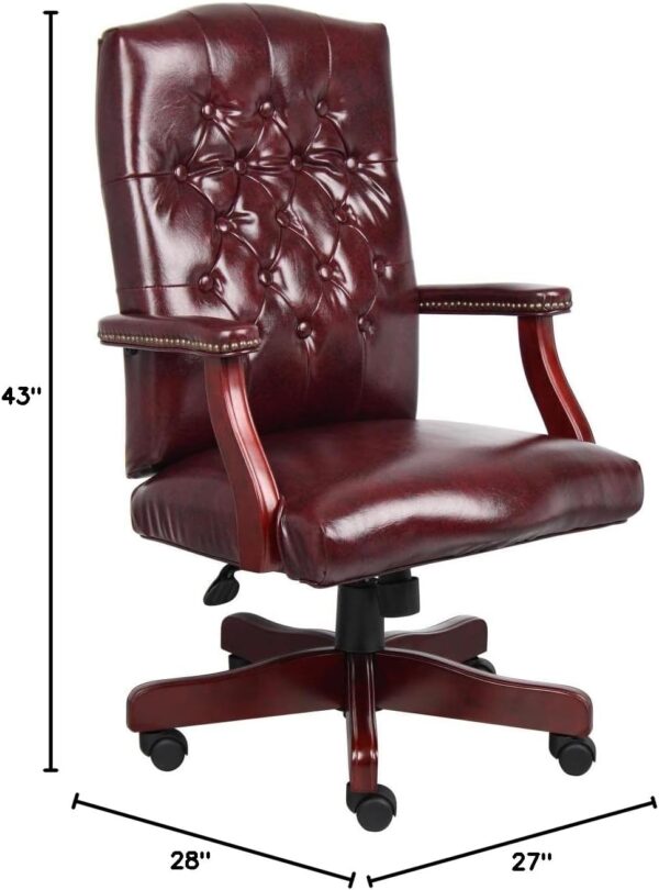 Boss Classic Executive Oxblood Vinyl Chair with Mahogany Finish Frame