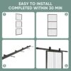 JUBEST Glass Barn Door 30in x 84in, Reeded Glass Carbon Steel Pre-Drilled Frame Sliding Barn Door Panel with 5FT Hardware Kit and Soft Close