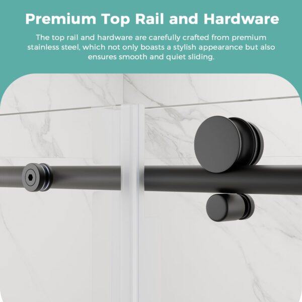 Glass Shower Door 56-60" W x 72" H, Frameless Sliding Shower Door 5/16"(8mm) Thick SGCC Tempered Glass Easy Clean, Shower Sliding Door with Stainless Steel Handle and Hardware in Matte Black