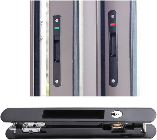 Sliding Glass Door Handle Set, 7.9 x 1.1in Single Double Sided Lock Catch Sliding Door Window Hook Lock, Modern Mobile Door Lock for Home