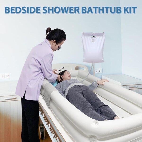 Inflatable Shower Bathtub Kits, Large Bathing Basin System for Bedridden, Handicap, Elderly, Disabled Patients Body Washing, Caregiver Assistive Aid