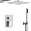 10" High-Pressure Rainfall Shower System with Handheld Spray, Wall Mount Bathroom Shower Faucet Set with Valve (Brushed Nickel)