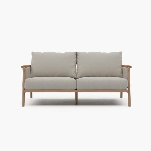 Acanva Modern All-Weather Aluminum Outdoor Patio Sofa with Thick Cushions, Olefin Fabric Sunroom Backyard Furniture, Light Khaki, Loveseat