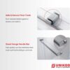 56"- 60" W×76" H Frameless Stainless Steel Bypass Shower Door and Two Towel Bars in Satin Brass and 3/8" (10mm) Certified Tempered Clear Glass. The Royal Series UKD01-6076-TT-SB