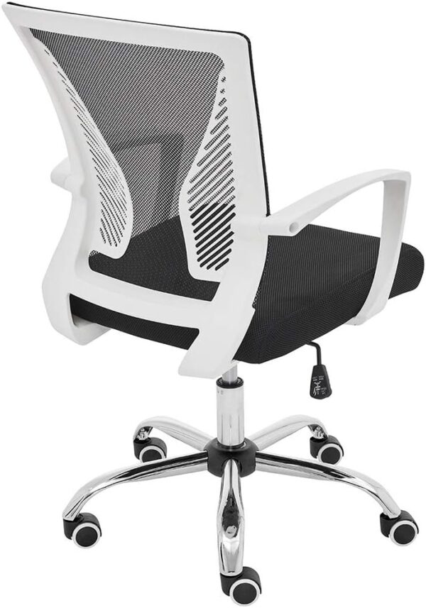 Zuna Mid-Back Office Task Chair - Ergonomic Back Supporting Mesh Back Desk Chair (White/Black)