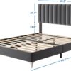 IDEALHOUSE Queen Size Bed Frame with Adjustable Headboard, Velvet Upholstered Platform Bed Frame with Strong Wooden Slats, Non-Slip and Noise-Free, No Box Spring Needed, Easy Assembly, Grey