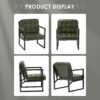 COLAMY Modern Accent Chair, Accent Arm Chair for Living Room, Comfy Leather Armchair with Metal Legs for Bedroom Reception Waiting Room, Green