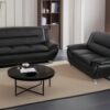 A Ainehome Sectional Sofa Sets, Living Room Furniture Sets Modern Faux Leather Sofa Couch 5-Seat Sofa for Living Room(A-Black, Sofa+Loveseat)