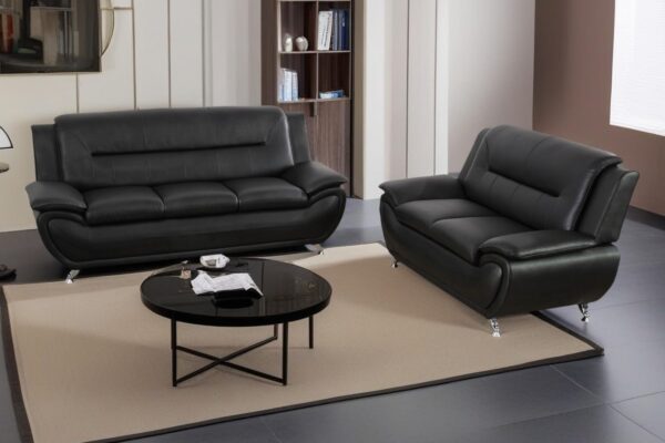 A Ainehome Sectional Sofa Sets, Living Room Furniture Sets Modern Faux Leather Sofa Couch 5-Seat Sofa for Living Room(A-Black, Sofa+Loveseat)