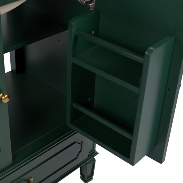 Linique 30" Bathroom Vanity with Sink Combo Set, Solid Wood Frame Modern Bathroom Storage Cabinet with a Large Drawer, a Adjustable Shelf and 2 Soft Closing Cabinet Doors with Organizer, Green