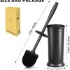 UPTRONIC Toilet Brush, Toilet Bowl Brush with Extra Long Handle Durable Bristles Toilet Scrubber and Covered Holder for Toilet Brush Set for Bathroom Cleaning (Black, 1 Set)