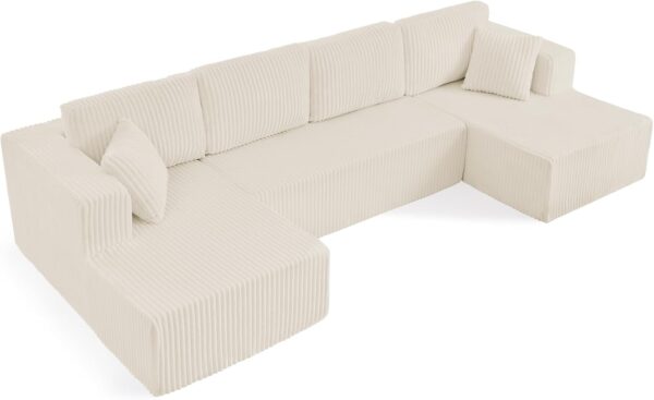 123" Cloud Sectional Couch with U-Shape Chaise,Modern Modular Sofa with Deep Seat, Upholstered Couches for Living Room Bedroom,No Assembly Required Beige (3, Beige)
