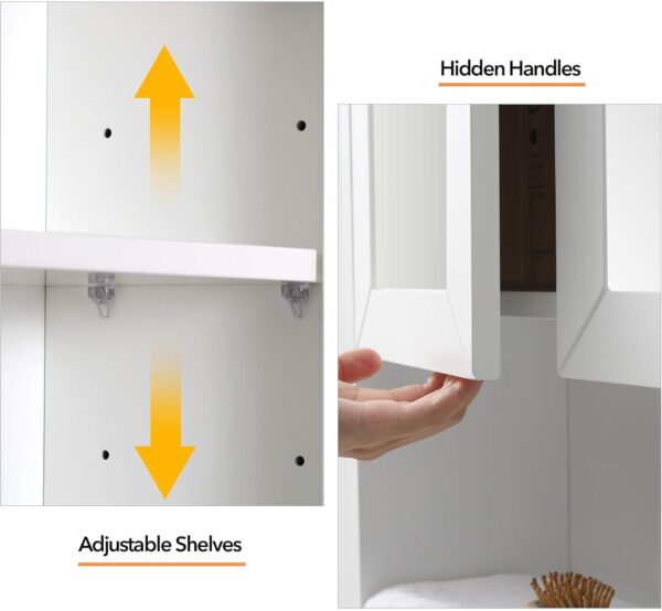 23" Bathroom Mirror Cabinet with Storage - Over Toilet Medicine Cabinet with Adjustable Shelves, Soft-Close Hinges & Towel Slot, Wall Mounted Bathroom Wall Cabinet for Small Spaces (23x29)